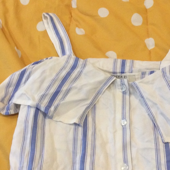 White linen dress, OFF THE SHOULDER PRAIRIE DRESS, S - Picture 3 of 4